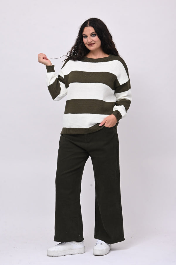 Jeans wide leg - Verde militare