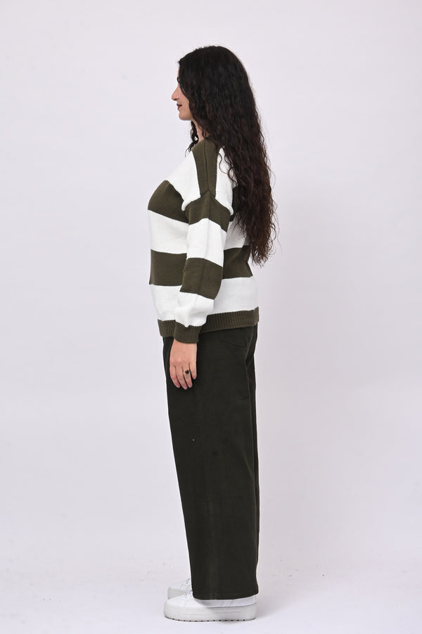 Jeans wide leg - Verde militare