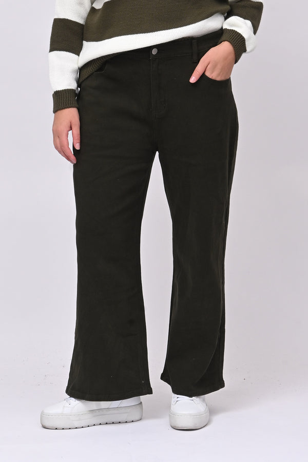 Jeans wide leg - Verde militare