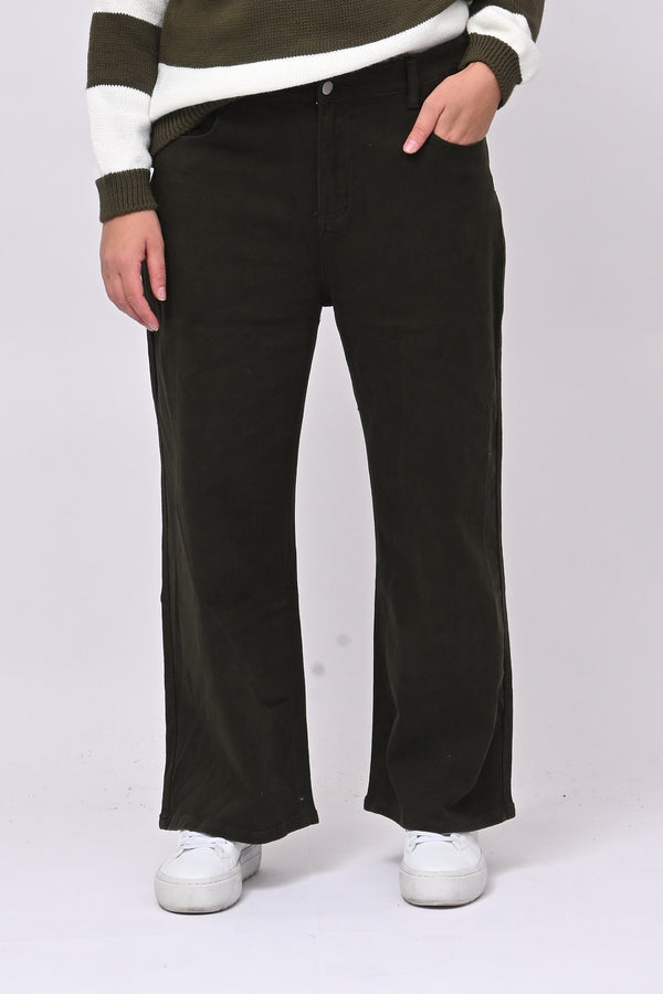 Jeans wide leg - Verde militare