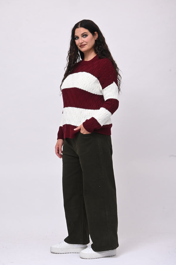 Pull righe lavorato - Vino