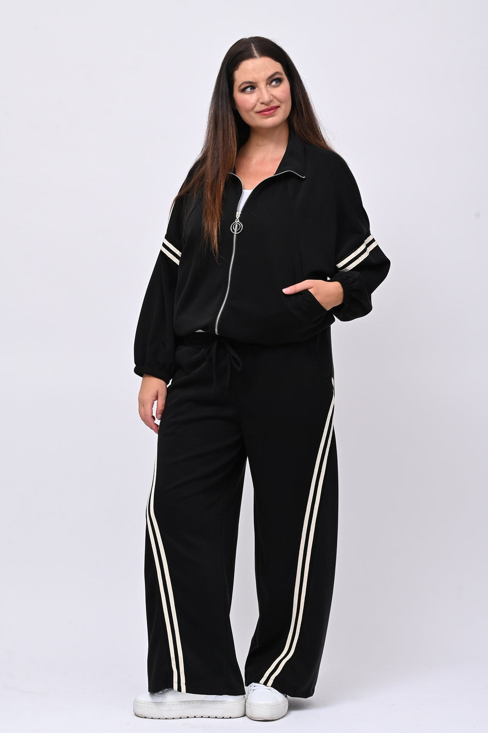 Tuta neoprene righe - Nero