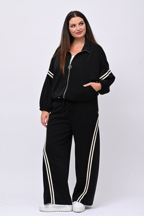 Tuta neoprene righe - Nero