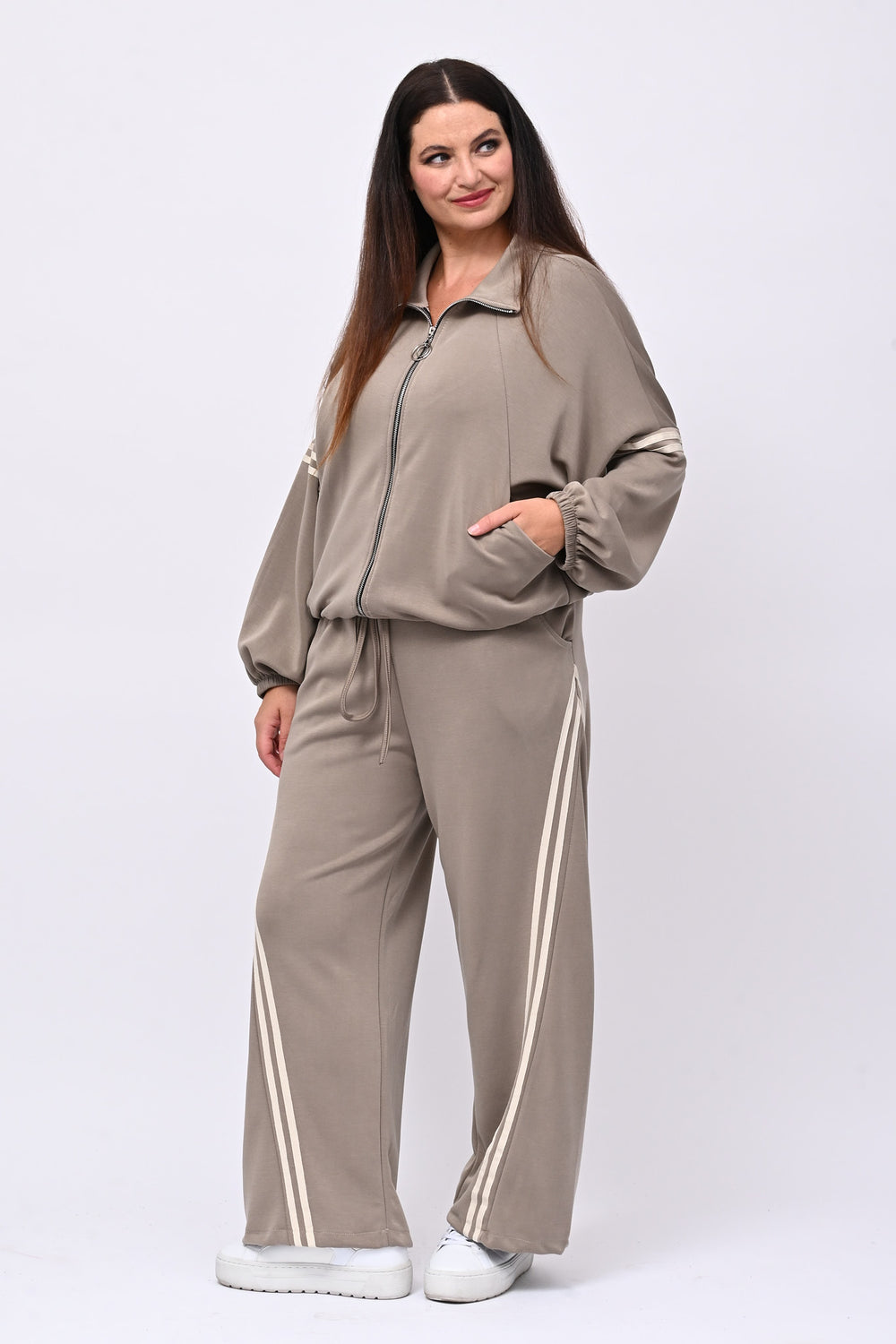 Tuta neoprene righe - Greige