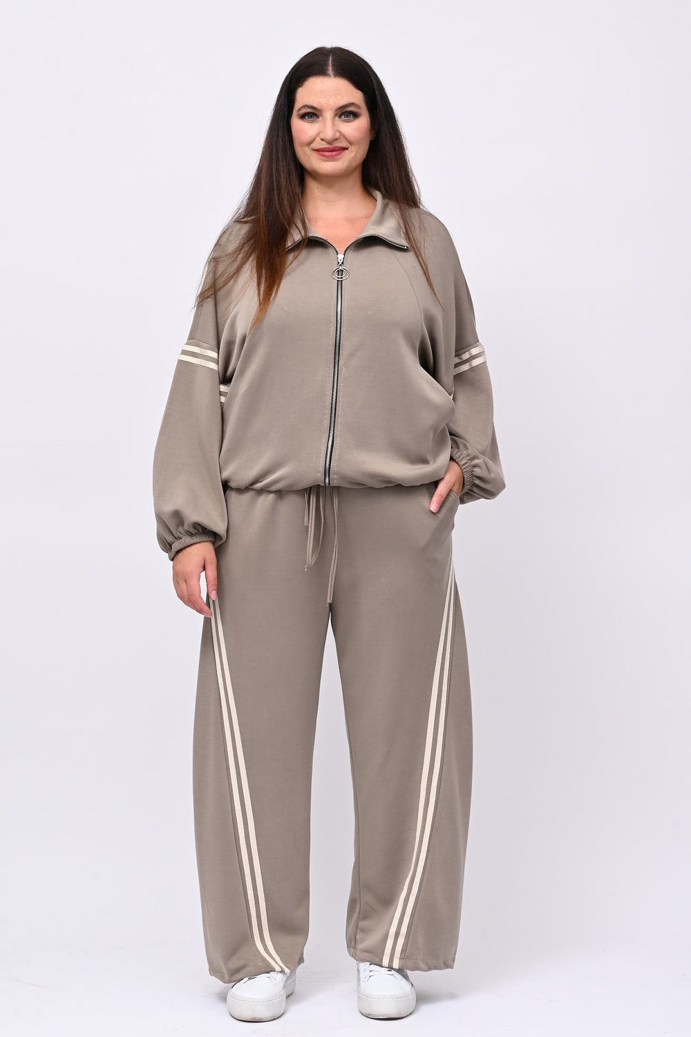 Tuta neoprene righe - Greige