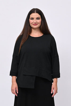 Felpa garzata asimmetrica - Nero