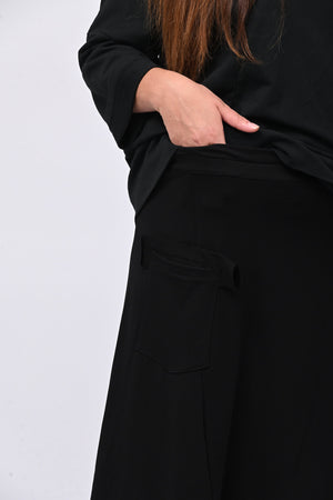 Pantalone garzato cavallo basso - Nero