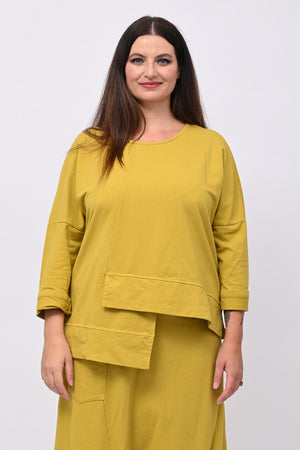 Felpa garzata asimmetrica - Senape