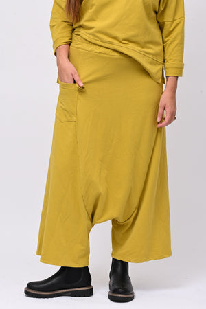 Pantalone garzato cavallo basso - Senape