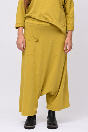 Pantalone garzato cavallo basso - Senape
