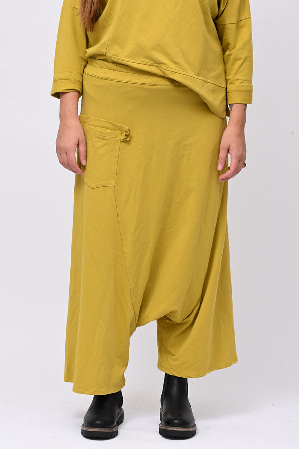 Pantalone garzato cavallo basso - Senape