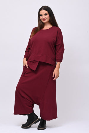 Pantalone garzato cavallo basso - Vino
