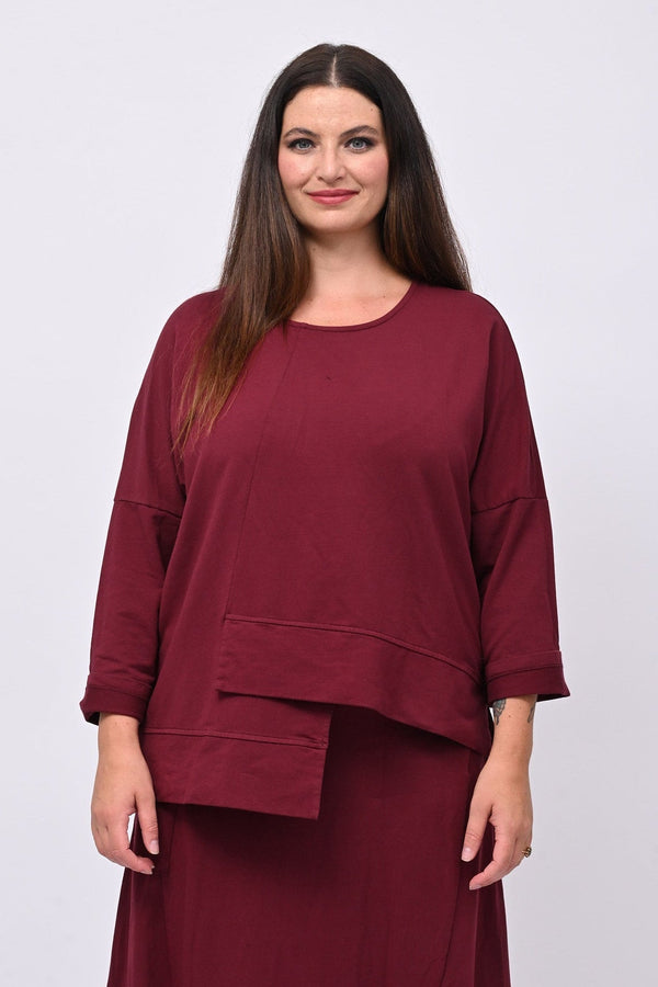 Felpa garzata asimmetrica - Vino