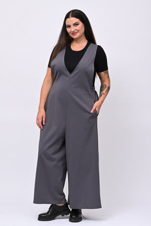 Jumpsuite doppio scollo V - Piombo