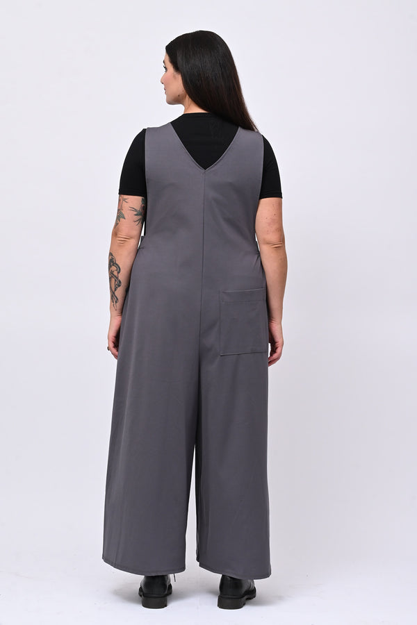 Jumpsuite doppio scollo V - Piombo