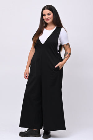 Jumpsuite doppio scollo V - Nero