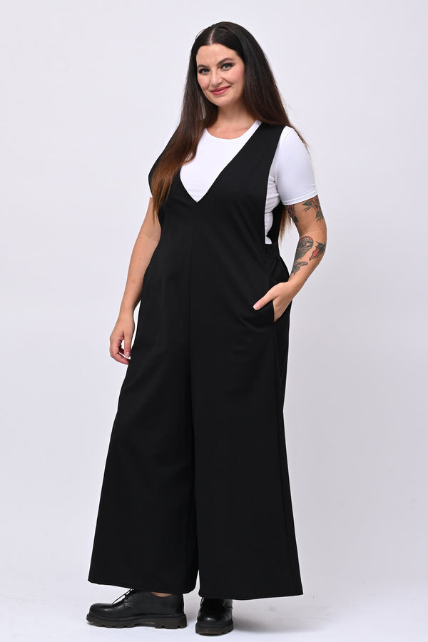Jumpsuite doppio scollo V - Nero