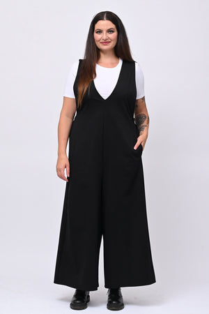 Jumpsuite doppio scollo V - Nero