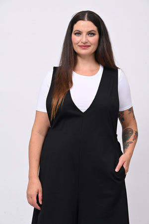Jumpsuite doppio scollo V - Nero