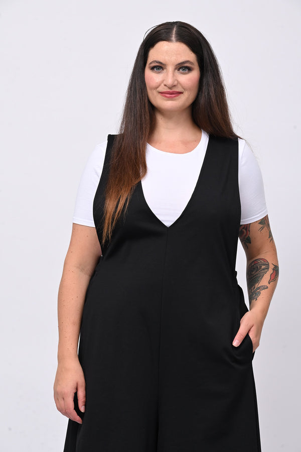 Jumpsuite doppio scollo V - Nero