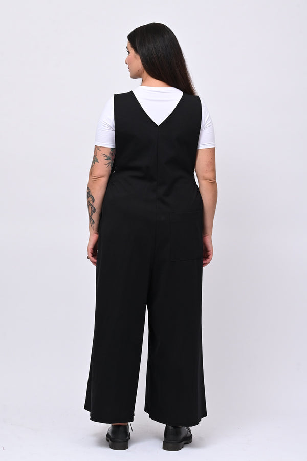 Jumpsuite doppio scollo V - Nero