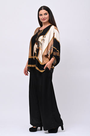Blusa stampa raso - Nero