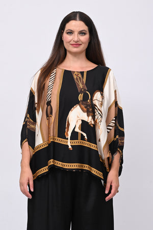 Blusa stampa raso - Nero