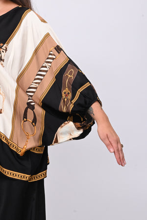 Blusa stampa raso - Nero