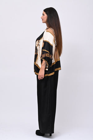Blusa stampa raso - Nero