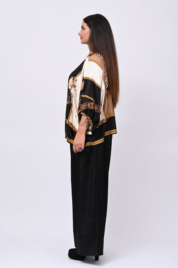 Blusa stampa raso - Nero