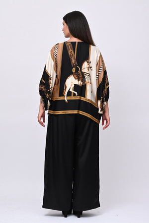 Blusa stampa raso - Nero