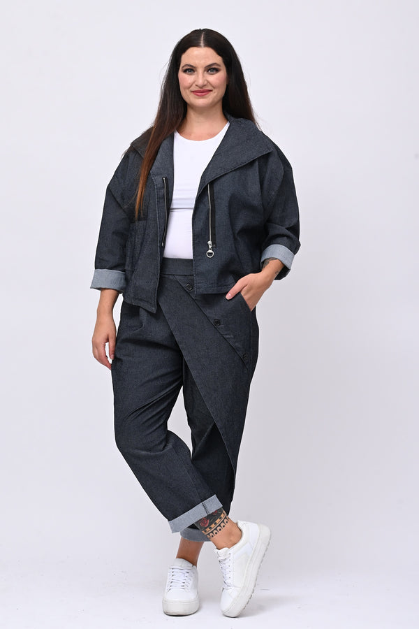 Giacca crop jeans - Jeans scuro