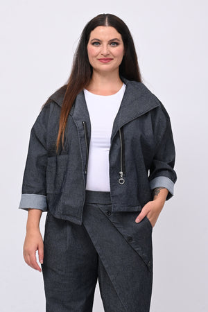 Giacca crop jeans - Jeans scuro