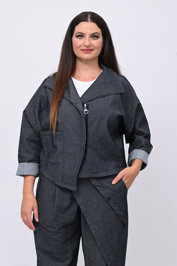 Giacca crop jeans - Jeans scuro