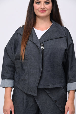 Giacca crop jeans - Jeans scuro