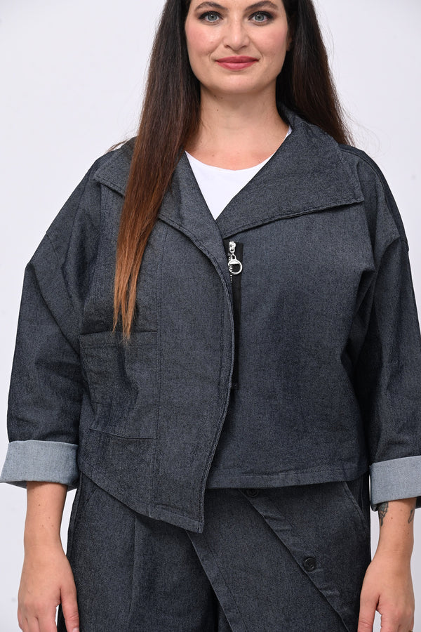 Giacca crop jeans - Jeans scuro