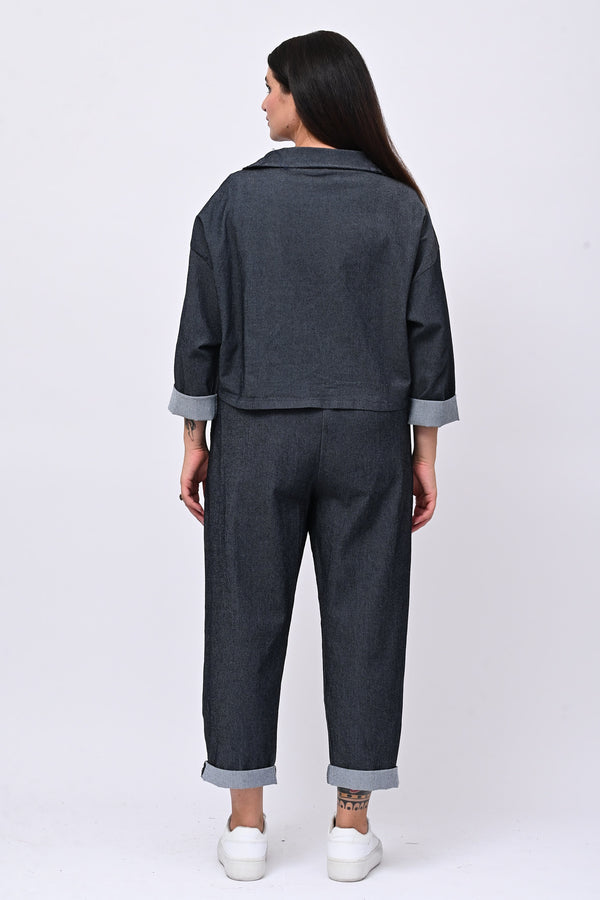Giacca crop jeans - Jeans scuro