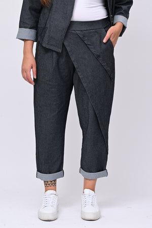 Jeans pattina e bottoni - Jeans scuro