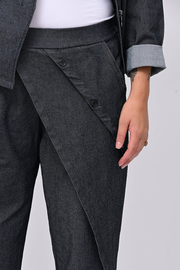 Jeans pattina e bottoni - Jeans scuro