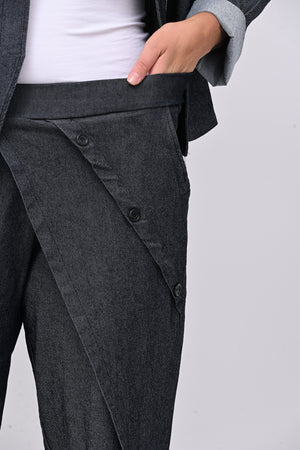 Jeans pattina e bottoni - Jeans scuro
