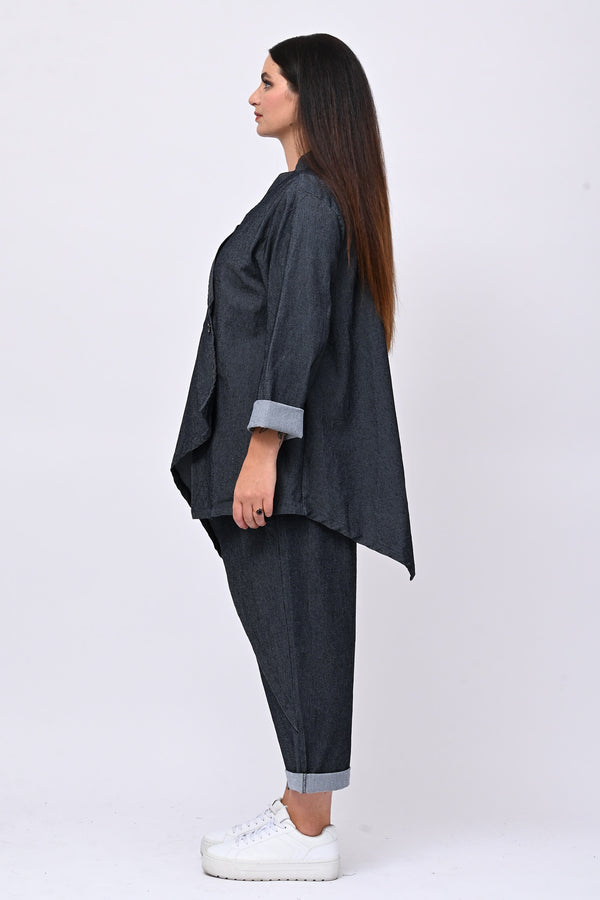 Giacca jeans asimmetrica - Jeans scuro