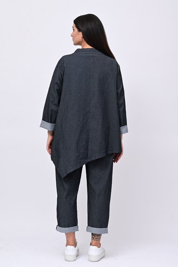 Giacca jeans asimmetrica - Jeans scuro