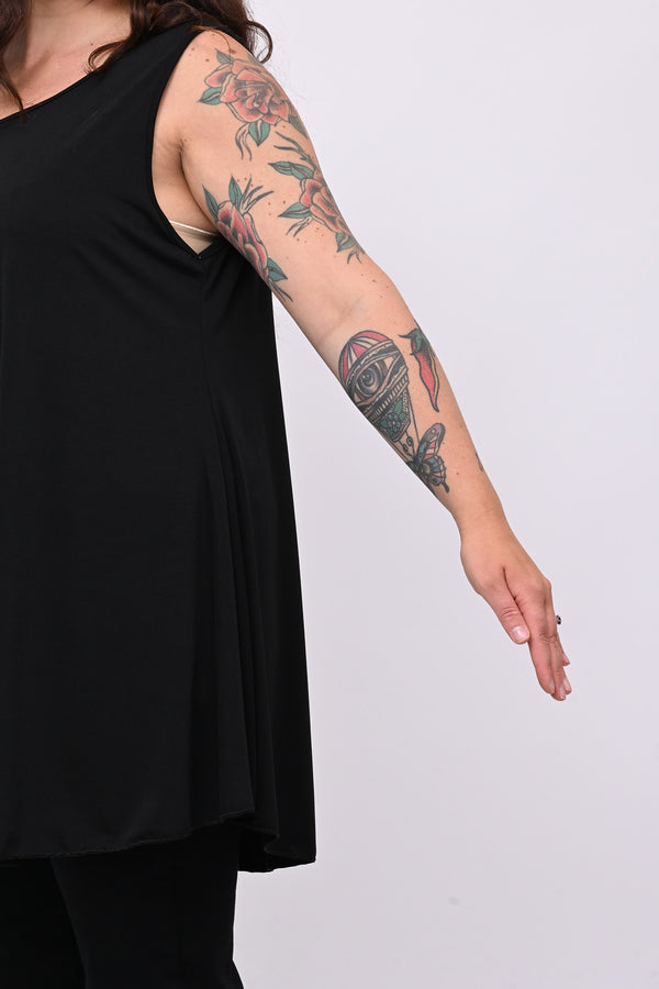 Canotta spalla larga liscia - Nero