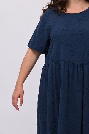 Abito garza fiori - Blu