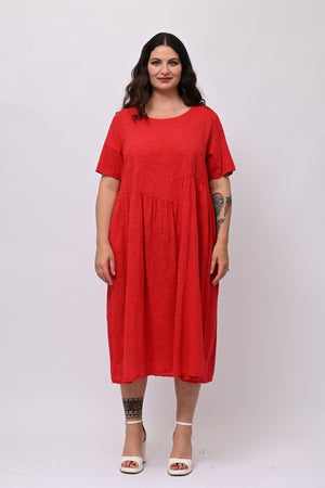 Abito garza fiori - Rosso
