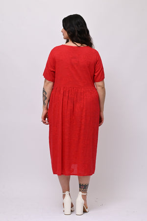 Abito garza fiori - Rosso