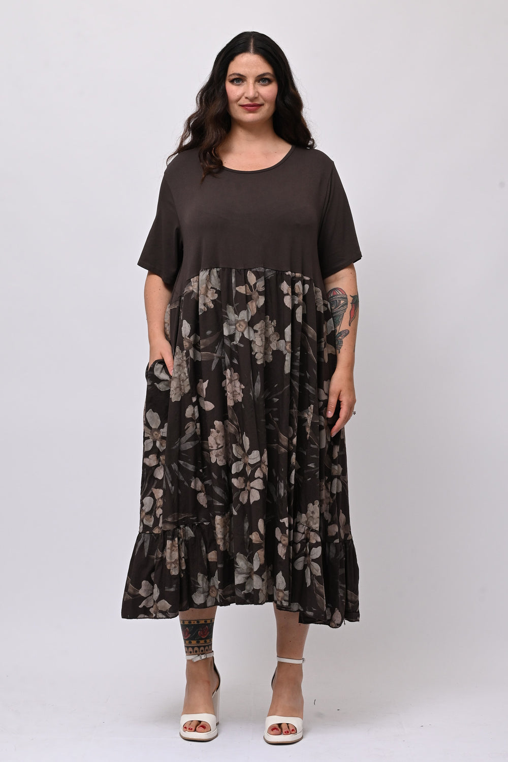 Abito cotone fiori - Moro
