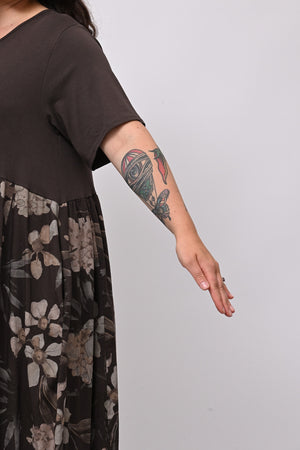 Abito cotone fiori - Moro