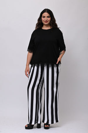 Pantalone maxi riga - Bianco/Nero