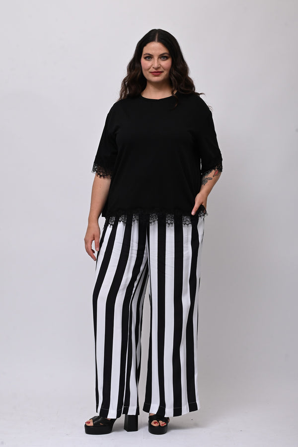 Pantalone maxi riga - Bianco/Nero